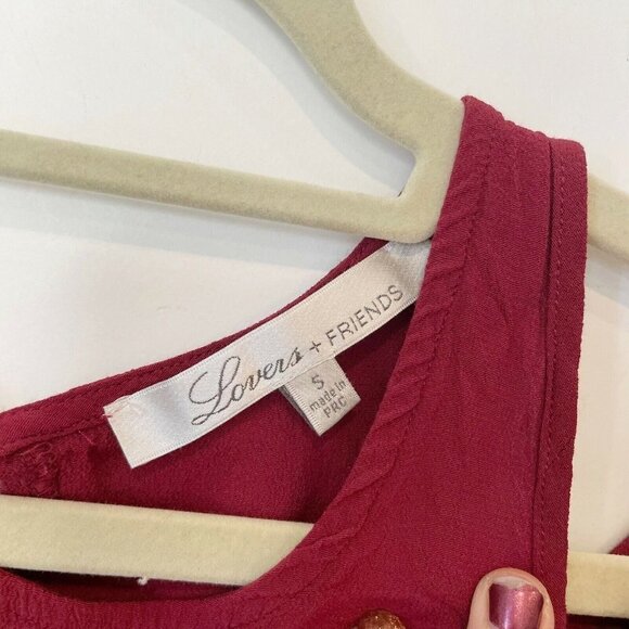 Lovers + FRIENDS Womens Cloud Break Cold Shoulder Blouse Top Red S Relaxed Fit - Picture 2 of 6